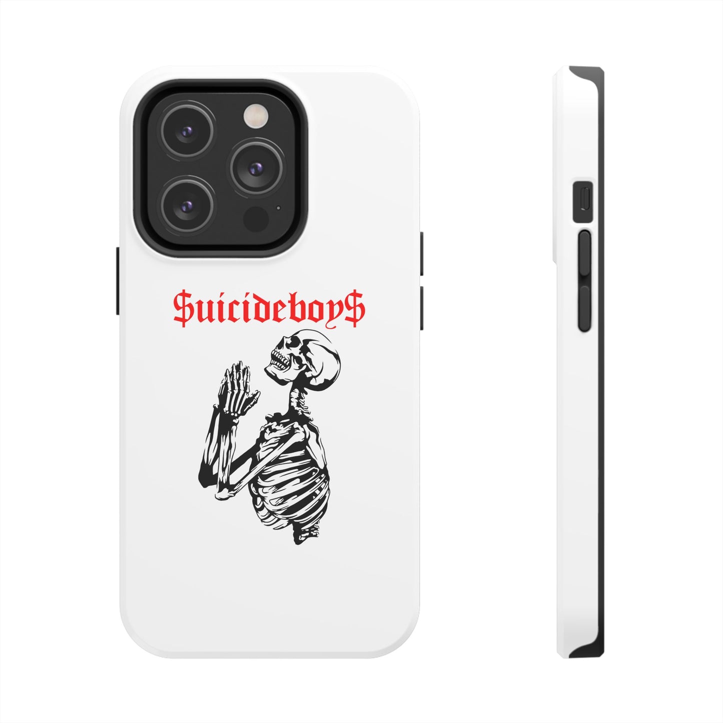 White Praying Skeleton Tough Phone Case