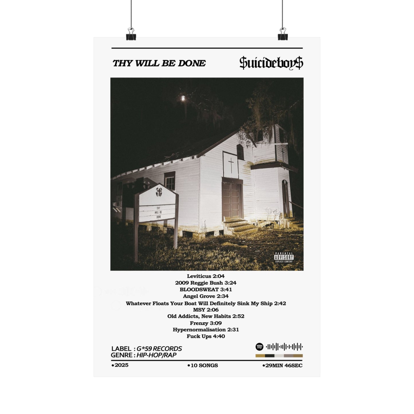 SuicideBoys White THY WILL BE DONE Album Poster