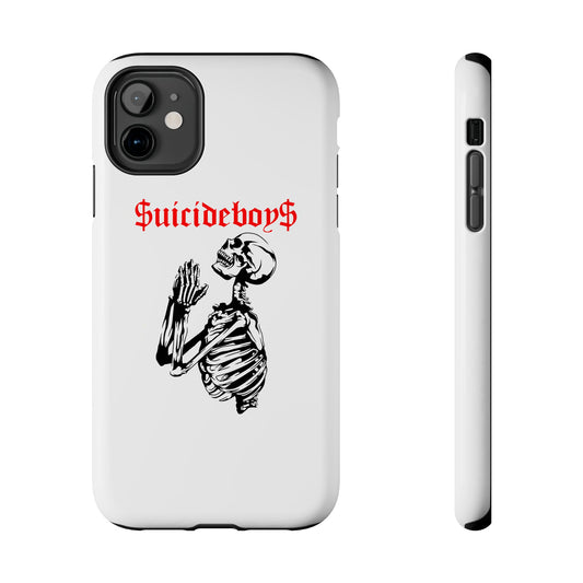 White Praying Skeleton Tough Phone Case