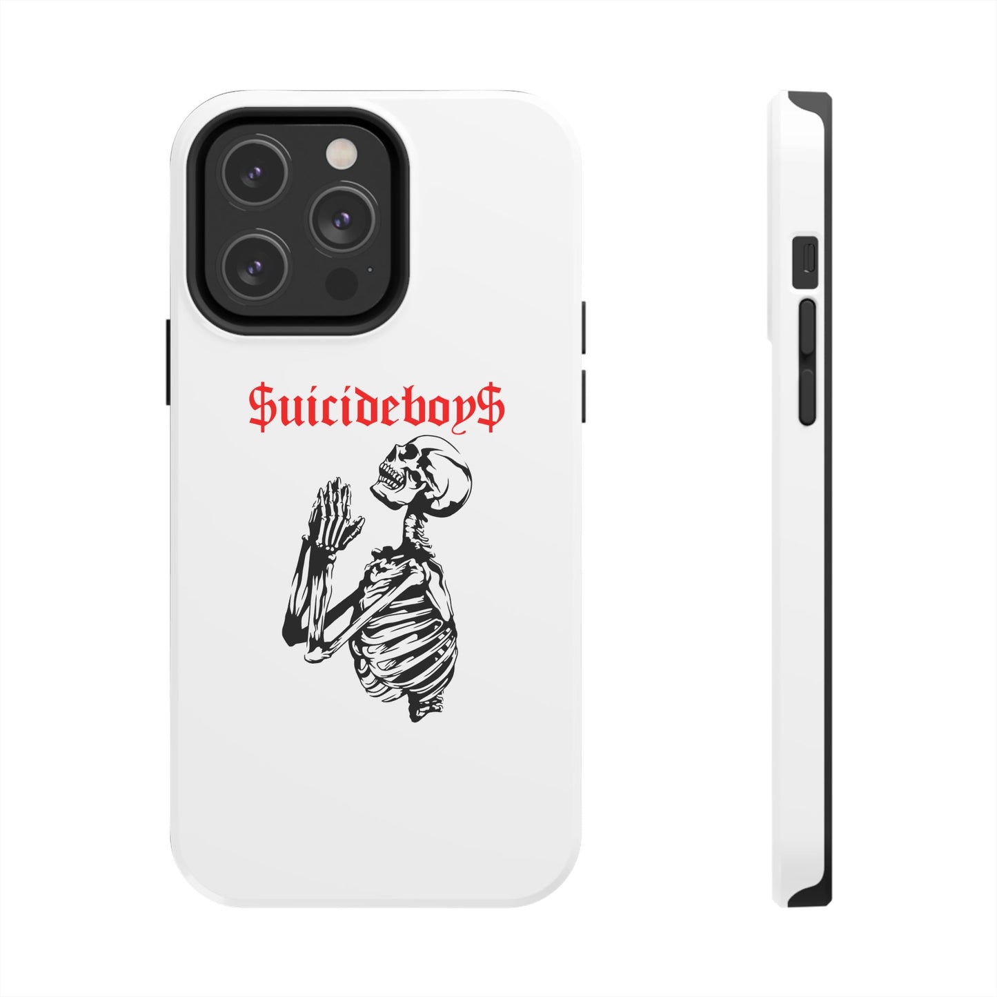 White Praying Skeleton Tough Phone Case